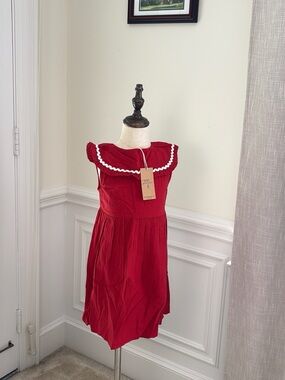next Red Ruffle Collar Dress for Girls